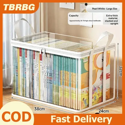 TBRBG 2pcs nhựa trong suốt hộp lưu trữ cuốn sách công suất lớn có thể gập lại tiết kiệm không gian tổ chức cho nhà văn phòng