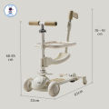 Xe Trượt Scooter 3 Bánh 7in1 Có Ghế Ngồi Cho Trẻ Em, Bánh Xe Phát Sáng, Có Nhạc Và Tay Đẩy Cho Bố Mẹ. 