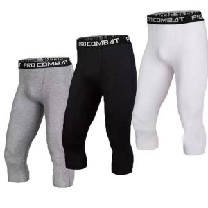 Men Compression Base Layer Elastic quick-drying sports tights fitness pants 3/4 Cropped