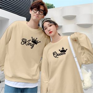 Kaos Couple Pasangan KING QUEEN (harga 2 baju)  /Kaos Pria Wanita Lengan Panjang Bahan Baby Terry Premium/Kaos Kapelan