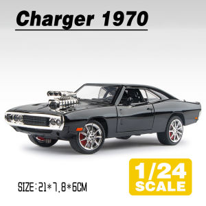 LEO 1:24 Dodge Charger 1970 รถบรรทุกโมเดลรถยนต์ของเล่นอัลลอยหล่อโลหะสำหรับเด็กของเล่นยานพาหนะงานอดิเรกของสะสมที่ชาร์จ Dodge ที่รวดเร็วและโมโห