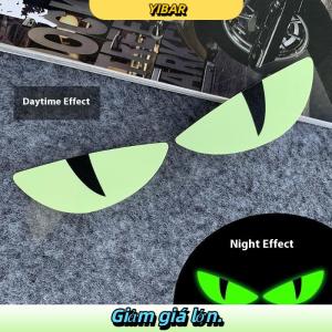 YIBAR Sáng 3D Quỷ Mắt Mèo mắt Thiết kế xe máy Sticker Glowing Đèn pha decal cho xe tay ga trang trí