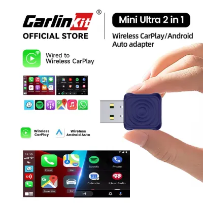 CarlinKit Wireless CarPlay Adapter Wireless Android Auto 2 in 1 Mini Box Wired To Wireless Dongle for Factory Wired CarPlay Android Auto