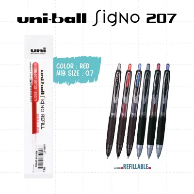 Uni-ball Signo 207 Gel Pen 0.7mm/0.5mm Micro Tip - Smooth Quick-Drying Ink in Black/Blue/Red