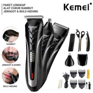 COD Alat Pencukur Rambut Kemei KM-1419 Rechargeable Hair Clipper Alat Cukur Jenggot Kumis Termurah