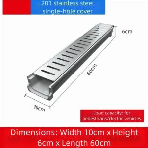 MODERNLUX Heavy Duty Drainage Gutter Resin Single/Double Row Finished Drainage Ditch Outdoor Stainless Steel Cover Linear Drain Kitchen Balcony Courtyard