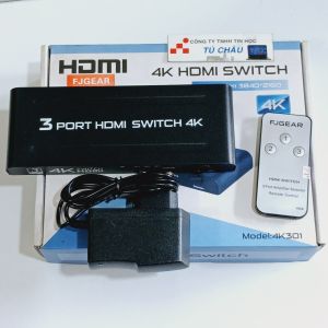 Bộ công tắc HDMI 3 ra 1 (3 Input ra 1 Output) / 3 Port HDMI SWITCH 4K điều khiển (Hiệu FJGEAR)