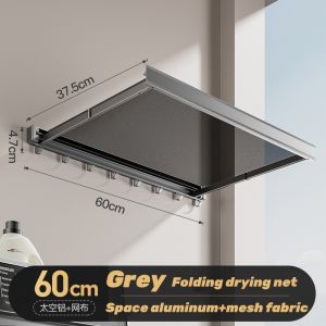 [SG Stock] Balcony Invisible Hook Folding Clothes Hanger Balcony Drying Net Non punching Toilet Towel Hanger Clothes