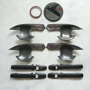 Paket Variasi Handle Door Outer Pintu Tank Cover Honda Brio 2012 - 2017 Carbon Glossy