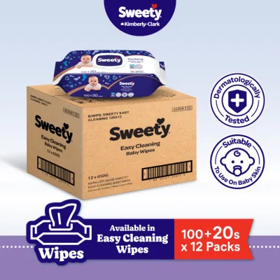 Sweety Easy Cleaning Baby Wipes 120s x 12 Packs