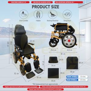 Electric Wheelchair Baring Reclining Backrest with Remote Wheelchair Control Auto Kerusi Roda Elektrik