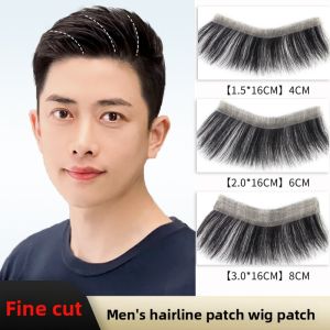 4/6/8cm Fine cutting Men Toupee Forehead Hair Line Frontal Hairpiece for Men Brazilian Human Hair Replacement Hair With PU Skin Base Natural Hair