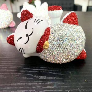 ✅Solar lucky cat center console car interior decoration Gift DIAMOND/太阳能招财猫中控台汽车内饰钻石