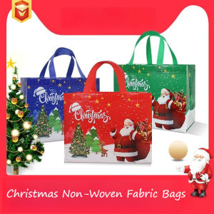 Premium Christmas Non-Woven Gift Bag Eco-Friendly Reusable Tote with Santa & Reindeer Design Festive Holiday Shopping & Party Favor Bag