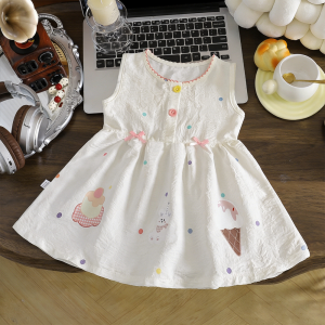 AILEBE Kids Dresses Cute Cartoon Print Sleeveless Summer Dress Soft Lightweight Quick-Dry Fabric Easy Care Fade-Resistant Breathable Comfy OOTD Pambahay For Baby Girls 0-10 Years Perfect For Daily Outwear