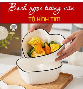 TÔ HÌNH TIM- GỐM SỨ MẪU BẠCH NGỌC TƯỜNG VÂN – SIZE 8