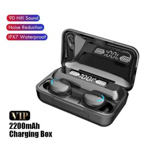 F9-5C TWS Wireless Bluetooth Earphones 1200 mAh Charging Case Fone Stereo Sound Band Microphone Sports Waterproof Earphones Suitable for Samsung Xiaomi and Huawei Mobile Phones
