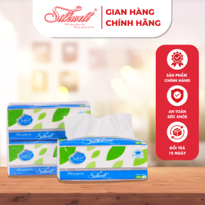 Combo 5 gói Giấy ăn Silkwell 250 tờ khổ 200 khăn giấy rút lụa siêu mềm mịn không tẩy trắng hàng chính hãng