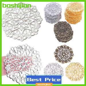 bashijian 50PCS Bronze Filigree Flower Connectors Crafts DIY Jewelry Making Accessories