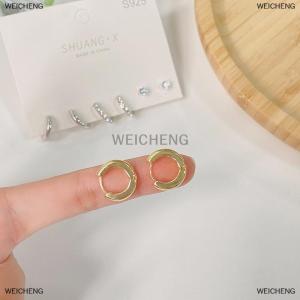[COD] WEICHENG 1 Set New Fashion Metal Circle Drop Small Earrings For Women Trend Pendant Earrings Set Jewelry Gifts