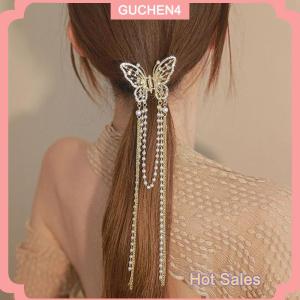GUCHEN4🎀 New Pha Lê Rhinestone Bướm Ngọc Trai Tua Kẹp Tóc Hàn Quốc Đơn Giản Side Clip Liu Hai Clip Cá Mập Kẹp Kẹp Tóc Phụ Kiện Tóc Phụ Nữ