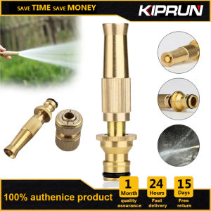 KIPRUN Spray Nozzle WaterGun High Pressure Direct Spray Sprinkler Durable Brass Nozzle 1/2 Faucet Connector Quick Connector Garden Hose Adjustable Pressure Washer