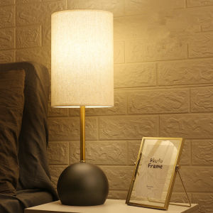 Nordic Household Metal Table Lamp Energy-saving Bedroom Bedside Lamp LED Study Desk Lamp Modern Simple Home Living room Hotel Decoration Fixtures -UK Plug 18*55cm