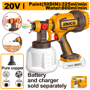 INGCO 20V CORDLESS SPRAY GUN | PLASTIC BOTTLE | CSGLI20042 CSGLI2004