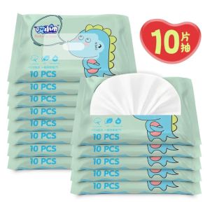[Bundle of 20] Pocket Size Wet Tissue with DINO Design x 20 Pack (10 sheet/pack) ^Resealable
