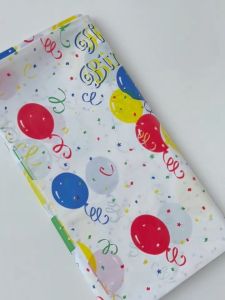 Happy Birthday Plastic Tablecloths Rectangle Disposable Table Covers for Picnic Birthday Parties