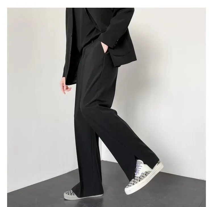 Side slit suit trousers