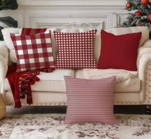FY RED Christmas Throw Pillow Case - 18x18 inches 18x18 iches made of fabric - not felt paper - for home office partyevents - decorative - chair cover - excllent quality - fabric from abroad - classy and elegant - for christmas - santa hat chair Pri