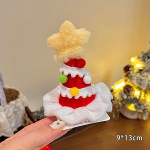 SVSAKZ168 Shiny Sequin Christmas Hair Clip Gauze Bow Santa Hat Headband Christmas Decoration Cute Christmas Hat Hairpin Party