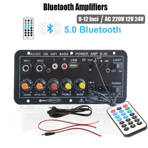 New 5.0 Bluetooth 8-12 Inch Subwoofer Amplifier Board with Dual Microphone Karaoke Function and Remote Control