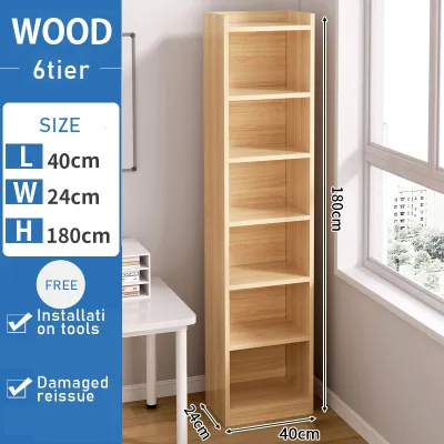 Rak Buku 6 Tiers Bookcase Bedroom Bookcase Livingroom Shelves Kabinet Buku Murah Simple Household Rack Wooden Storage Cabinet Utility Shelf 书架 书柜