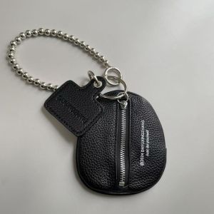LUXERY Black Coin Purse Keychain Texture PU Leather Bag Pendant Accessories Trendy Key Case Charm Gift