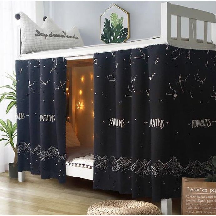 Student Bed Curtains Bottom Bunk Dormitory Blackout Bed Drapes For Bed