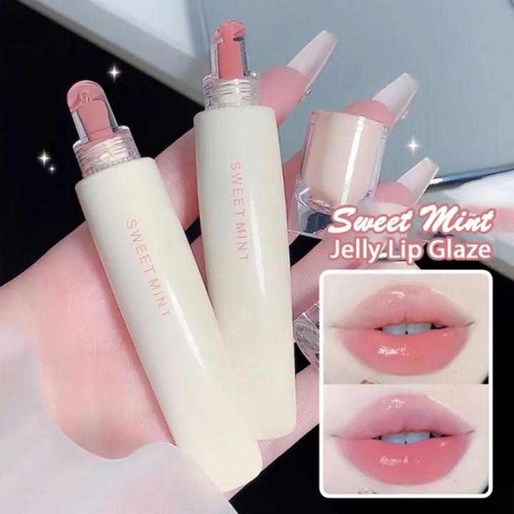 4 Colors Sweet Mint Jelly Lip Glaze Non-stick Lip Tint Liquid Lipstick ...