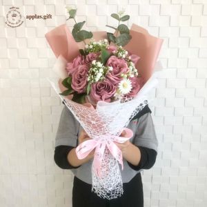 Bouquet Bunga Dusty Pink Rose Artificial Flowers Hand Buket Gift Engagement Wedding Graduation