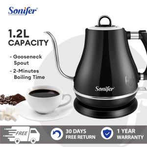 Sonifer Gooseneck Electric Kettle Pour-Over Coffee & Tea Pot 304 Stainless Steel Coffee Kettle 1200ML