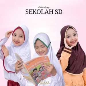 hijab anak sd kelas 1-6 jilbab sd list merah dan jibal sd pramuka