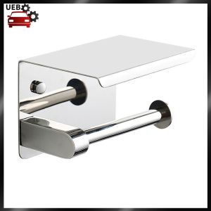 [Ueb Wholesale Mall] Stainless Steel Toilet Paper Holder with Phone Holder Roll Paper Dispenser Multifunctional Floating Paper Shelf Bathroom Accessories