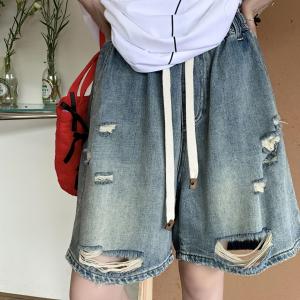 HOT - Quần Jean Ngố Bò Rách Cạp Cao Lưng Chun Mềm Có Dây Rút - QUẦN NỮ BIGSIZE