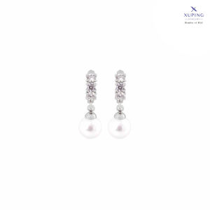 Xuping Anting Klip Panjang Mata Baris Bandul Mutiara