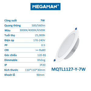 [CHÍNH HÃNG ĐỨC] Combo 8 Bóng Đèn LED Âm Trần Downlight MEGAMAN – Tiết Kiệm Điện