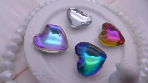 10Pieces Heart Shaped Glass Pendants Heart Bead DIY Charm for Valentines Day Keychains Earring Craft