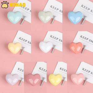 【N2HAO】 Cartoon Color Ceramic Hand-in-hand Wardrobe Door Single-hole Round Drawer Handle