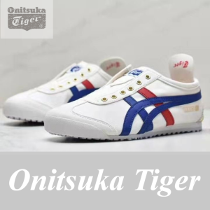 Original Tiger Shoes Classic MEXICO66 White/blue/gold Canvas Non-slip Lazy Shoes for Men and Women Comfortable Breathable Casual Sports Shoes