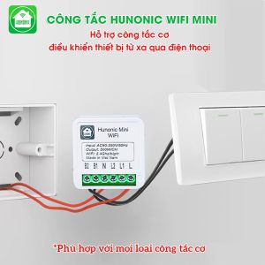 Công Tắc Thông Minh Wifi Hunonic Mini - Hỗ trợ công tắc cơ - Điều Khiển Từ Xa Qua Điện Thoại Hẹn Giờ Tự Động