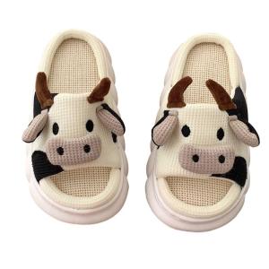 Little Cow Animal Slippers Four Seasons Universal Women Cool Comfortable Non-slip Comfortable Home Floor Slippers